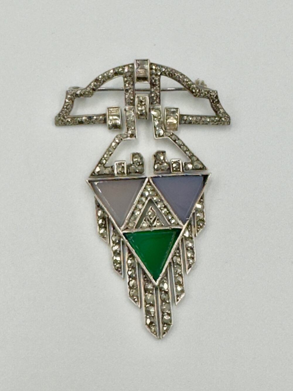 Vintage German Art Deco Sterling Silver Brooch Elegant Business Casual